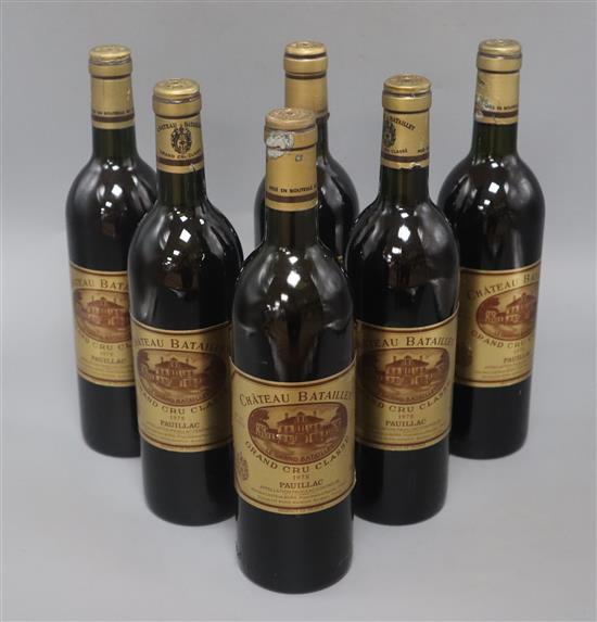 Six bottles Chateau Batailley 1978 (6)